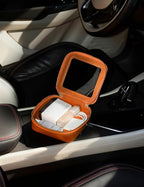 Clear Makeup Bag with Zipper Small Travel Cosmetic Case Orange Mini Pouch for Purse Accessories Car Storgae Essentials Bag Purse Pouch Organizer Compact Small Clear Toiletry Bag for Traveling (Orange / Mini Chic)