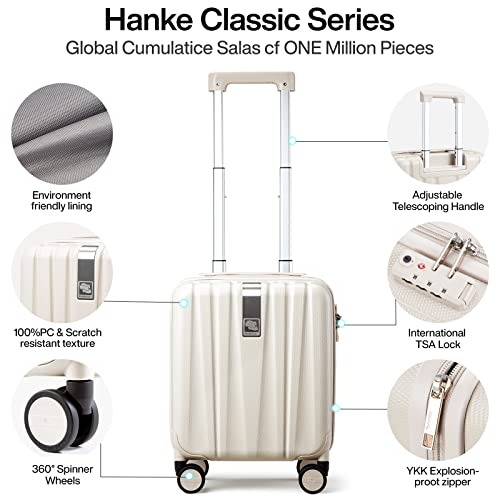 14 Inch Underseat Carry On Luggage with Wheels (14 Inch / Ivory White)