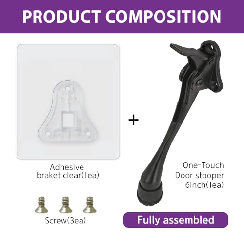 1 Stopper Adhesive Door Stop (Black / 6 INCH X 1 PACK)