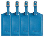 4 Pack Leather Luggage Tags for Suitcases Travel Labels Blue (Blue)