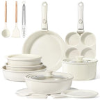 21PCS Pots and Pans Set Nonstick Cookware Set with Detachable Handle (Cream White / 21PCS-Big Size)