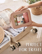 Clear Makeup Bag Travel Cosmetic Case Toiletry Bag with Zipper Make Up Case Traveling (Mauve / Dual Elegance)
