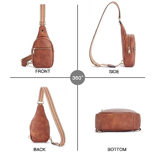 Crossbody Bags for Women PU Leather Cross Body Sling Bag for Woman Travel Brown (2-brown)