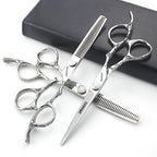 6/7-Inch Professional Hair Scissors Haircut Rose Pattern Hair Scissors Styling Tools Japanese Stainless Steel Scissor Set (6-inch -3pc) (6-inch -3pc)