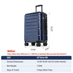 Carry On Luggage 22x14x9 Airline Approved Hardshell Carry On Suitcases with Wheels Travel Rolling 20 Inch Luggage with Cup Holder for Women Men (Navy / Carry-On 22-Inch（non-expandable）)