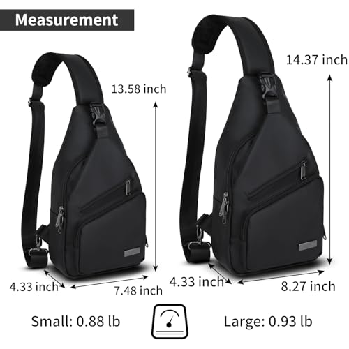 Crossbody Sling Bag Men Women (Black Leather / Small)