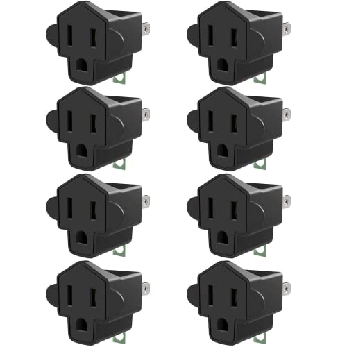 8 Pack ETL Listed 3 Prong to 2 Prong Adapter Converter (8 Pack / Black)