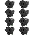 8 Pack ETL Listed 3 Prong to 2 Prong Adapter Converter (8 Pack / Black)