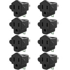 8 Pack ETL Listed 3 Prong to 2 Prong Adapter Converter (8 Pack / Black)