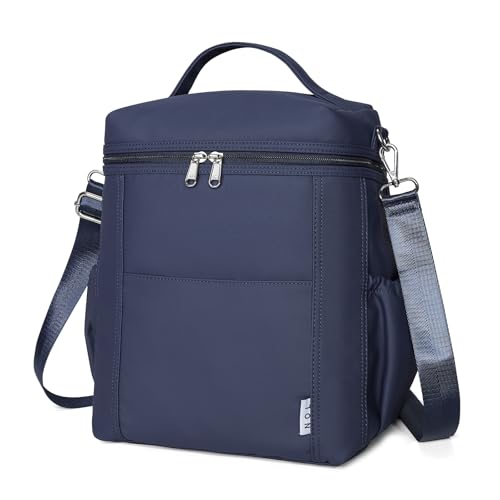 NOL Insulated Lunch Bags for Women Cooler Bag Lightweight Nylon Waterproof Lunch Box for Work (Navy Blue / Large (12 Liters))
