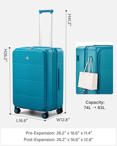 Expandable Medium Checked Luggage (Caribbean Blue / 24 Inch EXT)
