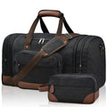 50L Canvas Duffle Bag for Travel Weekender Gym Overnight Carry (Black / 50L)