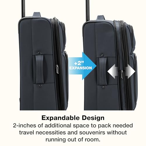 Anzio Softside Expandable Luggage with Spinner Wheels (Dark Grey / 3-Piece Set (22/26/30))