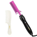 Electric Hot Comb Hair Straightener Heat Pressing Comb Curling Flat Iron Curler Hair Straightener Brush for Natural Black (Violet)