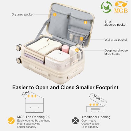 20 Inch Expandable Carry On Luggage Airline Approved (20 inch / Cream)