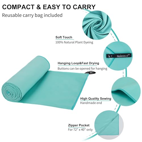 Microfiber Towel Quick Dry Camping & Travel & Gym Towel. Compact (Mint Color / 48.00" x 24.00")