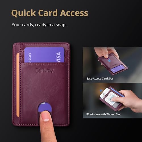 Slim Minimalist Front Pocket RFID Blocking Leather Wallets for Men and Women (Small / Alaska Purple)