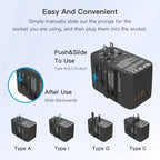 Voltage Converter Universal Travel Adapter (2 USB A+2 USB C(PD20W)(Voltage Converter) / Black)
