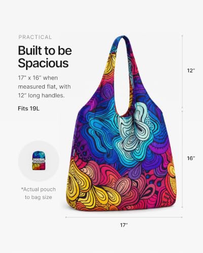 Standard 19L Tote Foldable Packable Reusable Grocery Shopping Bag (Sketch)