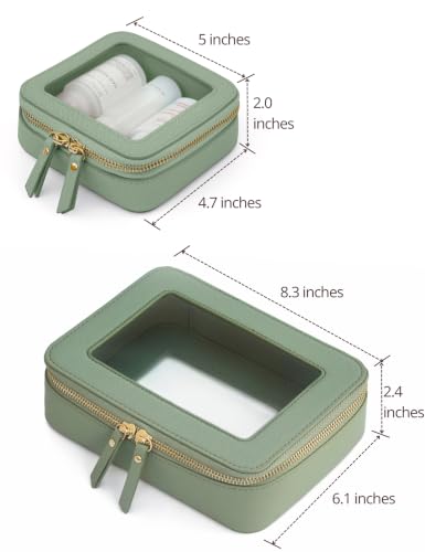 Clear Makeup Bag with Zipper (Sage Green / Mini & Medium)