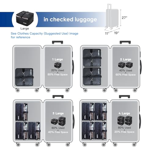 Stow-N-Go Hanging Travel Shelves, Packing Organizer for Luggage. Carry on Closet for Suitcase. Expandable Packing Cube. Travel Essentials. (Black - L, L = (L) 11.8" x (W) 11.8") (Black / L = (L) 11.8" x (W) 11.8")