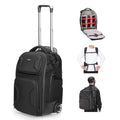 2 in 1 Camera Roller Bag with Detachable Shockproof Dividers Retractable Handle Waistband Rain Cover Water Resistant Robust Carry On Backpack for Camera Tripod Flash Lens Laptop (Pb027)