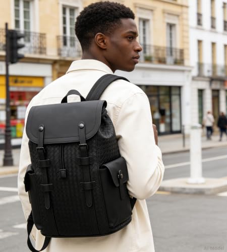 Waterproof Anti Theft Laptop Backpack for Men (A-woven Black-1)