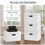 Medium 15" 21 Quart Collapsible Stackable Storage Bins with Lids (White / Medium -3 Pack)