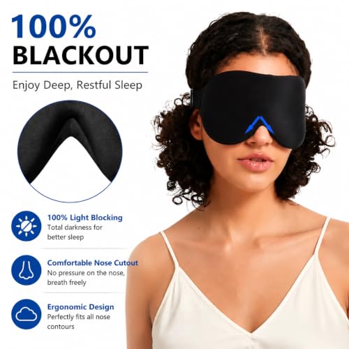 Sleep Mask with Deep Contoured Eye Cups (A1 Black)