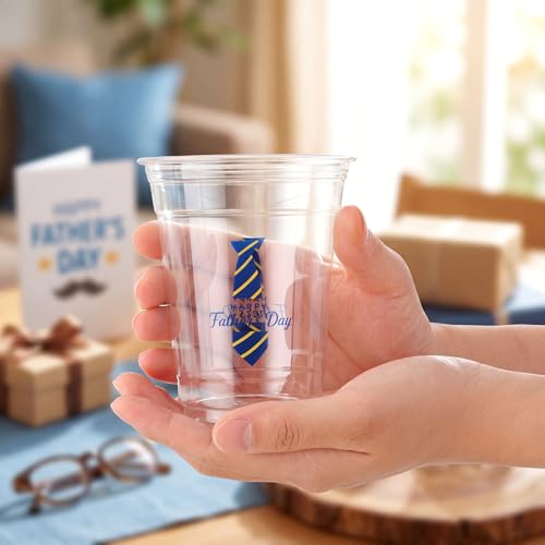 50 Pack Father's Day Plastic Cups 12 oz for Party (Father's Day)