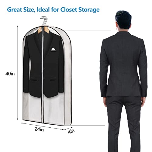 Hanging Clothes Storage with 4" Gusseted Garment Covers (24"x40"x4"/ 6 Pack)