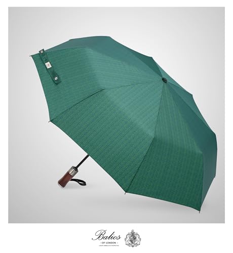 Folding Umbrella Lux Hardwood Handle Herringbone Jade Green (Herringbone Jade Green)