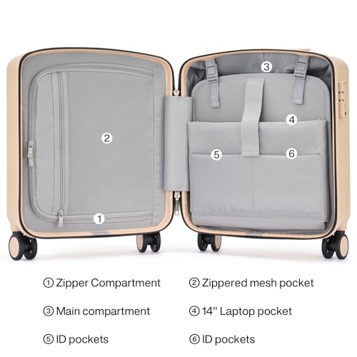 16 Inch Underseat Small Carry On Luggage (Cuba Sand / 16 Inch)