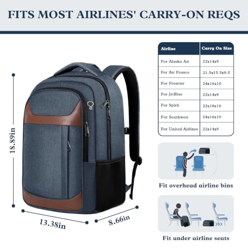 Travel Laptop Backpack 17 Inch (Blue Brown / 17.3 Inch(40L))
