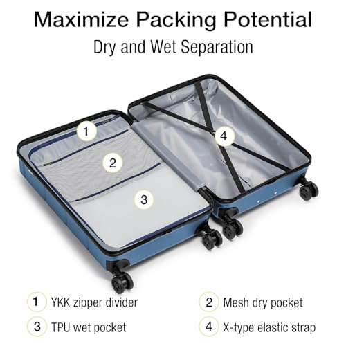 Luggage Sets 2 Piece Suitcase Set Hardshell 20 inch (Light blue / 2-Piece Set (20/24))