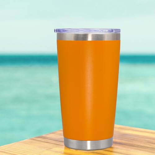 20oz Tumbler Insulated Coffee Tumblers with Lid Stainless Steel Orange 1P (Orange)