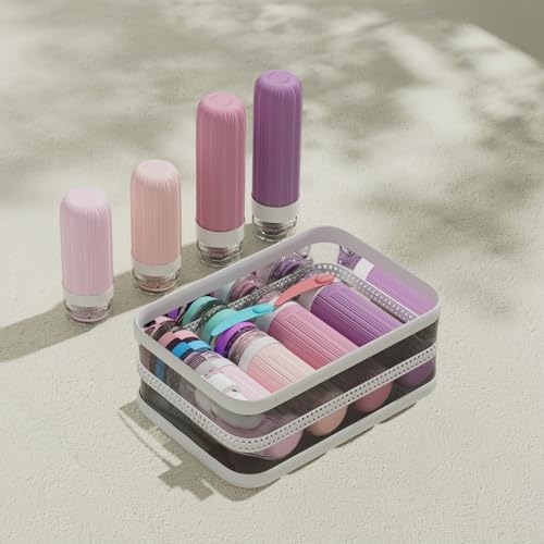 16 Pack Travel Bottles for Toiletries (Pink & Purple)