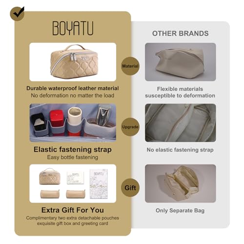 Travel Makeup Bag Cosmetic Bags for Women (H-2-Khaki)