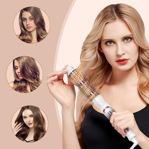 Thermal Brush 1 Inch Curling Iron Volumizing Heated Round Brush (White / 1 inch)