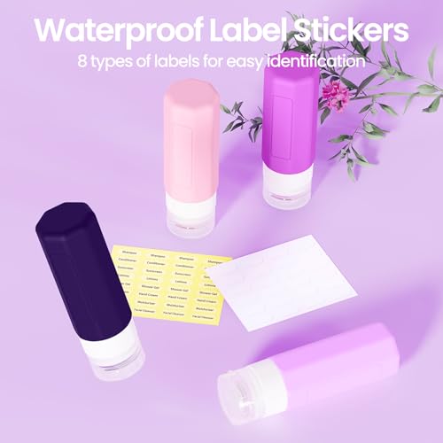 Travel Bottles for Toiletries 3oz (17Pack / Purple)