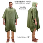 Hooded Rain Poncho for Adult with Pocket (Green)