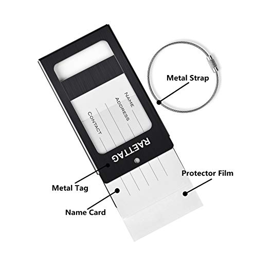 Luggage Tags Metal Suitcase Tags Travel Bag ID Identifier Luggage Tag (Black 4pack)