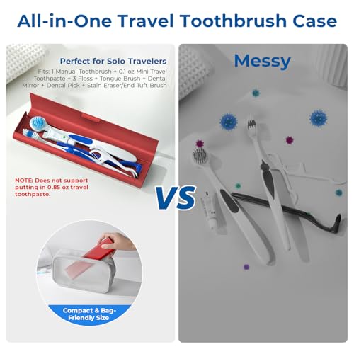 Wider Aluminum Toothbrush Travel Case (Red / 1 Pack (Large))
