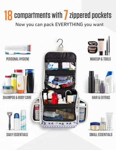 Hanging Travel Toiletry Bag (Blue Elephant)