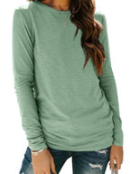 Long Sleeve Shirts for Women Casual Crewneck Tops Basic Tees (X-Large / 01lightgreen)