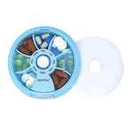2PCS INVODA Weekly Pill Organizer 7 Compartment Rotating Pill Box for Daily (Pink+blue)