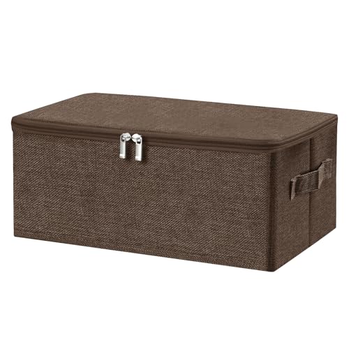 Fabric Storage Bins with Zipper Lids (Coffee / Small (Pack of 1))