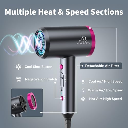 Ionic Hair Dryer with Diffuser (Dark Gray)