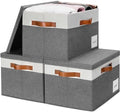 Storage Bins with Lids 3 Pack (Large-3 Pack / Grey with White)