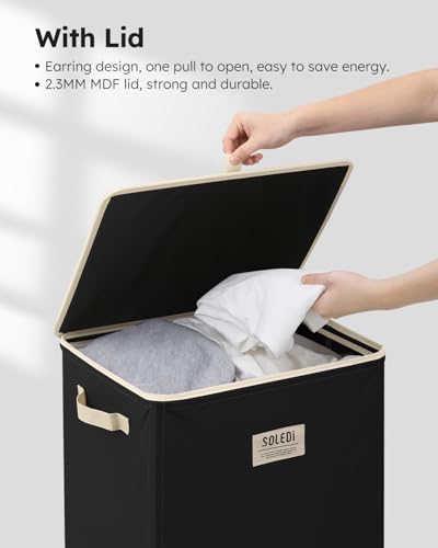 100L Laundry Hamper with Lid (Pitch Black / 100L)